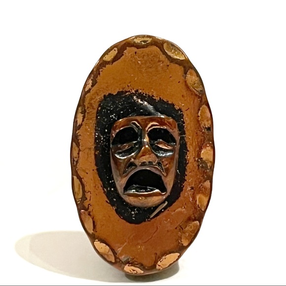 Vintage Theatre Masks Comedy and Tragedy Clip On Earrings Actor Performer Drama - Picture 3 of 8